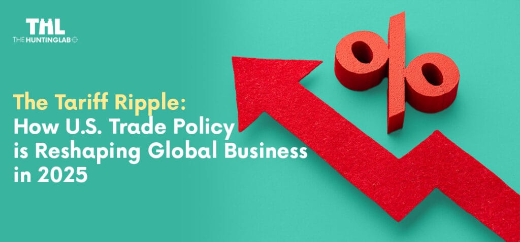 Red upward arrow and percentage symbol on a teal background, symbolizing the rising impact of U.S. tariffs and trade policy in 2025.